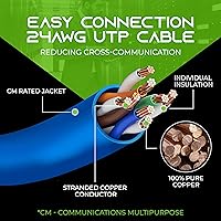 Vista 5 de GEARit Paquete de 100 cables de conexión Cat6 de 1 pie, cable Ethernet Cat 6 sin enganches, flexible y suave, serie premium, color azul