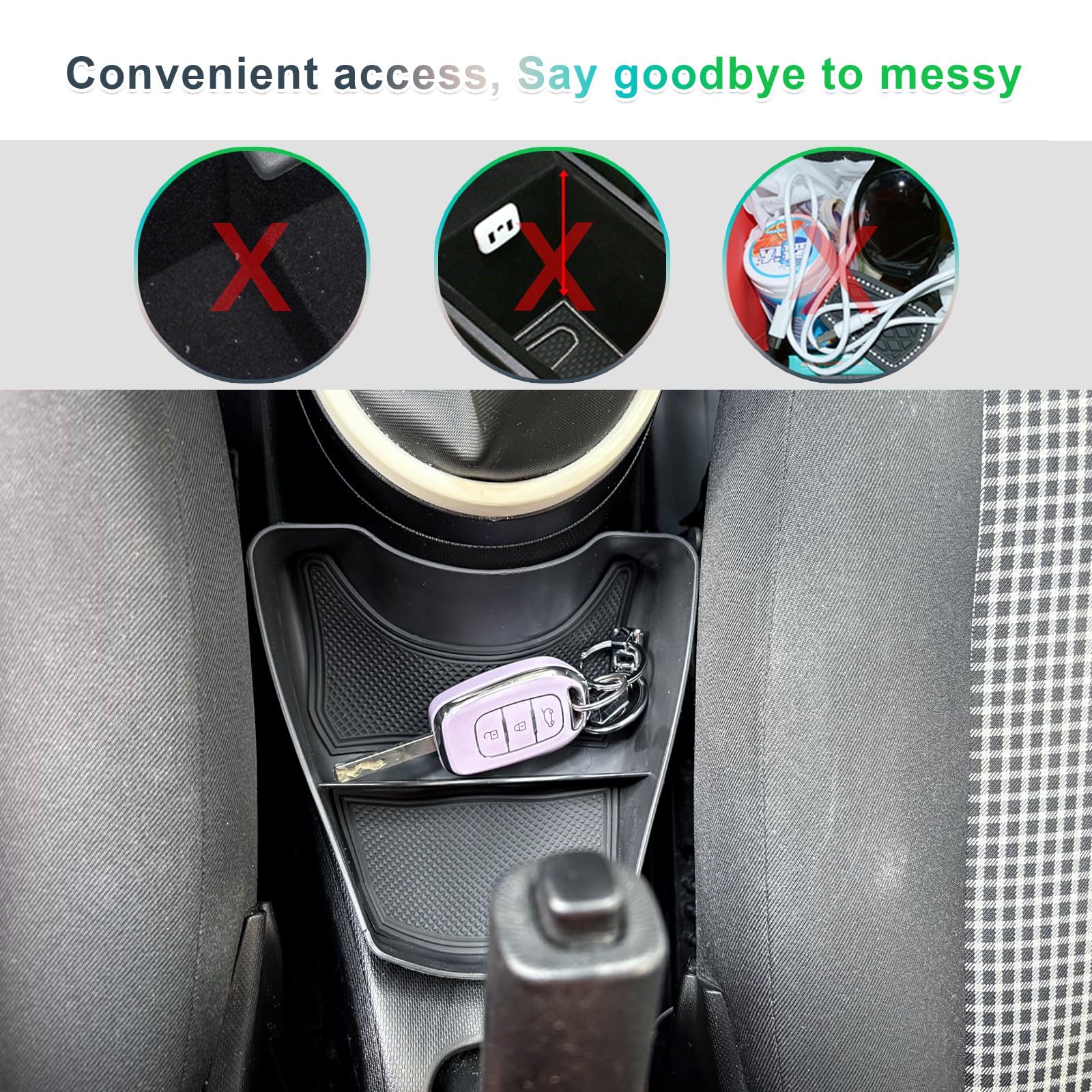 GAFAT Kompatibel mit Renault Twingo 3 2014-2023 2024 Mittelkonsole Aufbewahrungsbox, Twingo 3 Organizer Tray Unten die Mittelkonsole, Mit Rutschfeste Matten, 3M-Klebeinstallation