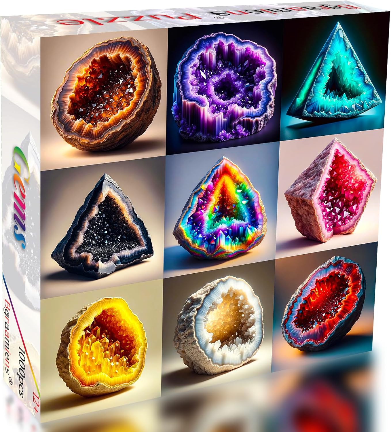 Bgraamiens Puzzle- Beautiful Gems Collage Puzzles for Adults 1000 Pieces, High Definition Puzzle,Colorful Gems Crystal Jigsaw Puzzles