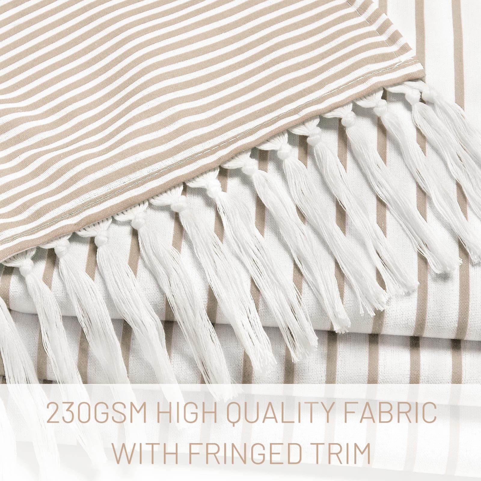 Awellife Tenda Da Doccia In Misto Lino E Cotone Beige Con Bottoni - 183x183 Cm - Stile Country Con Righe Plissettate, Asole In Metallo - Lavabile In Lavatrice