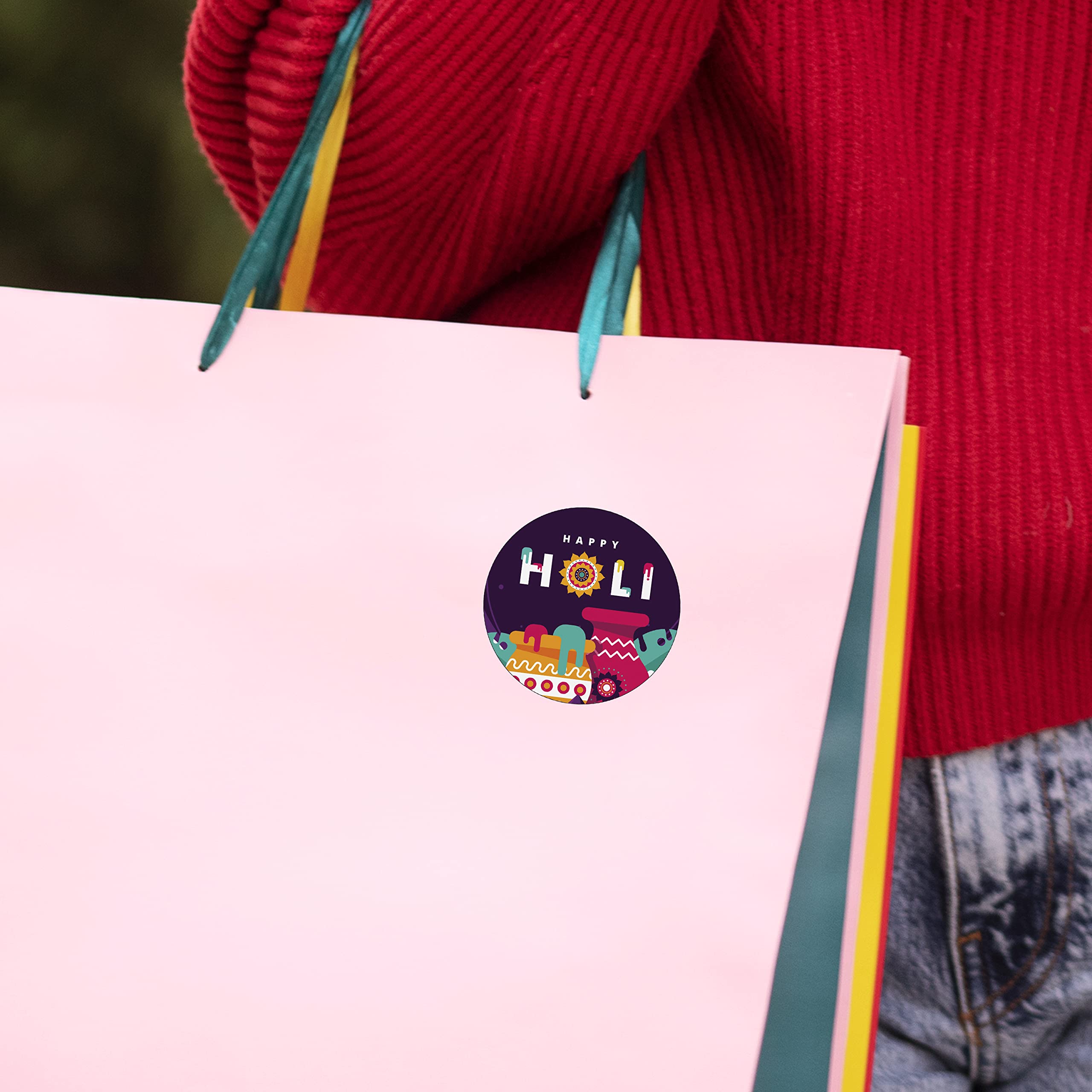 Goelite Happy Holi Stickers for Gifts Packaging and Journal, Decorations Set of 95 Stickers Self-Adhesive and High Glossy Stickers (Design 2) 1