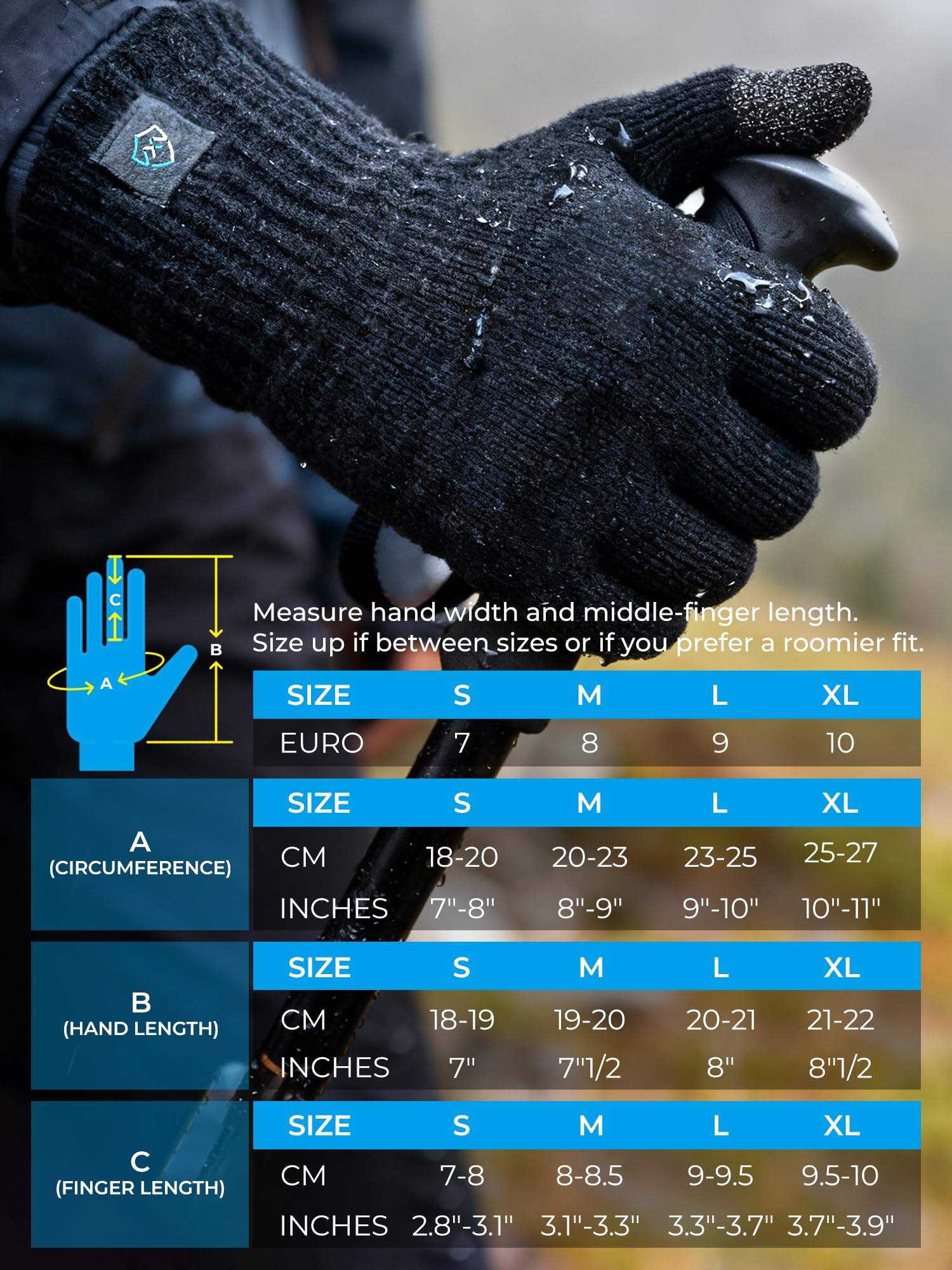 Wasserdichte Handschuhe von DexShell zum Laufen, Radfahren, Merinowolle, innen flexibel und geschickt, für Damen und Herren, StretchFit 2.0