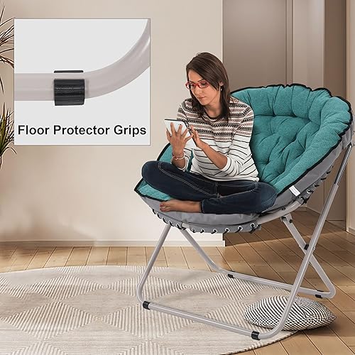 Miniatura 21 de Silla Moon Saucer, silla bohemia para sala de estar, bonita silla plegable bohemia redonda para dormitorio, ideal para adultos y adolescentes, color