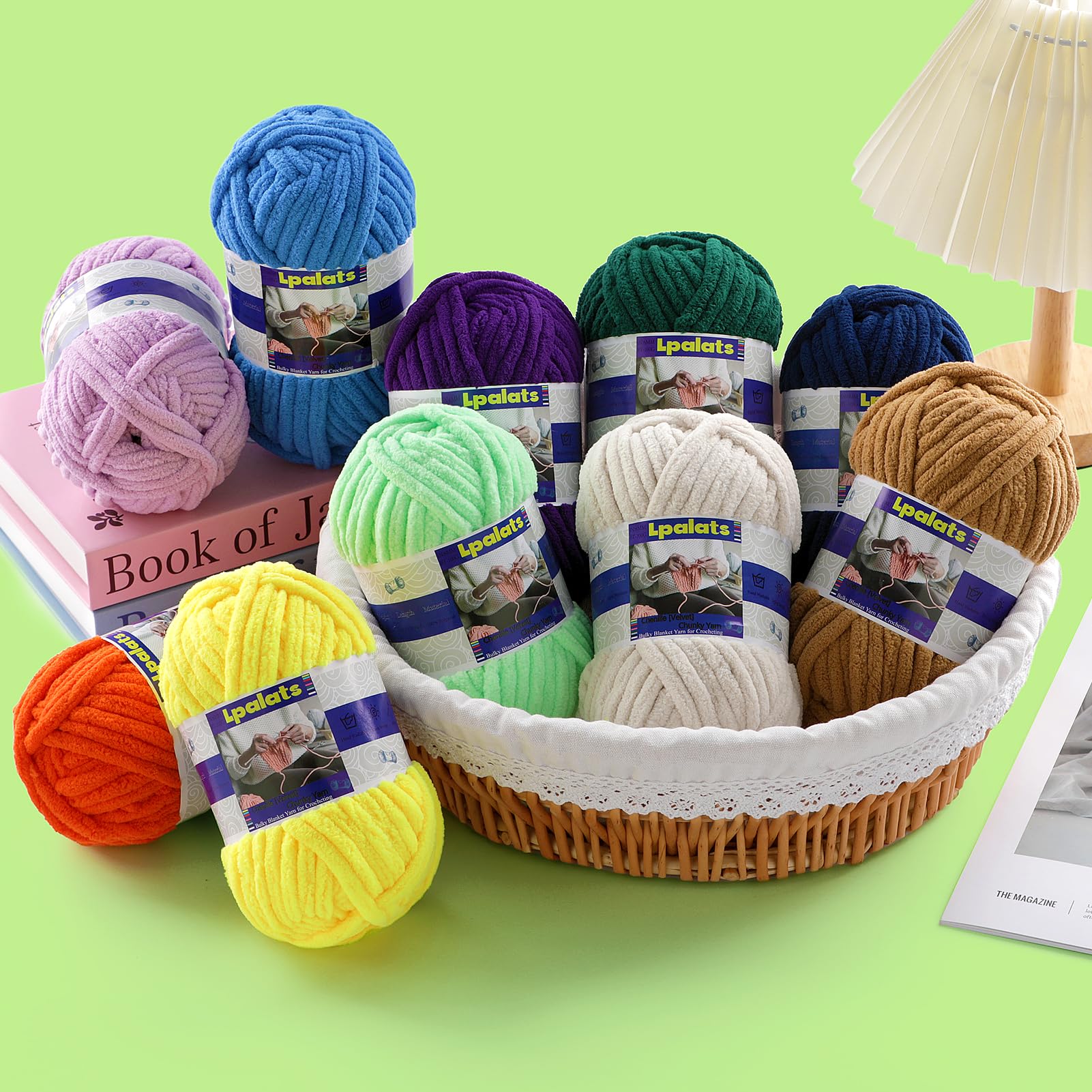 Filato di ciniglia grossa per uncinetto, confezione da 6 da 100 g, #6 super voluminoso, in poliestere, per coperte per bambini e coperte amigurumi all'uncinetto (6, rosso giuggiola)