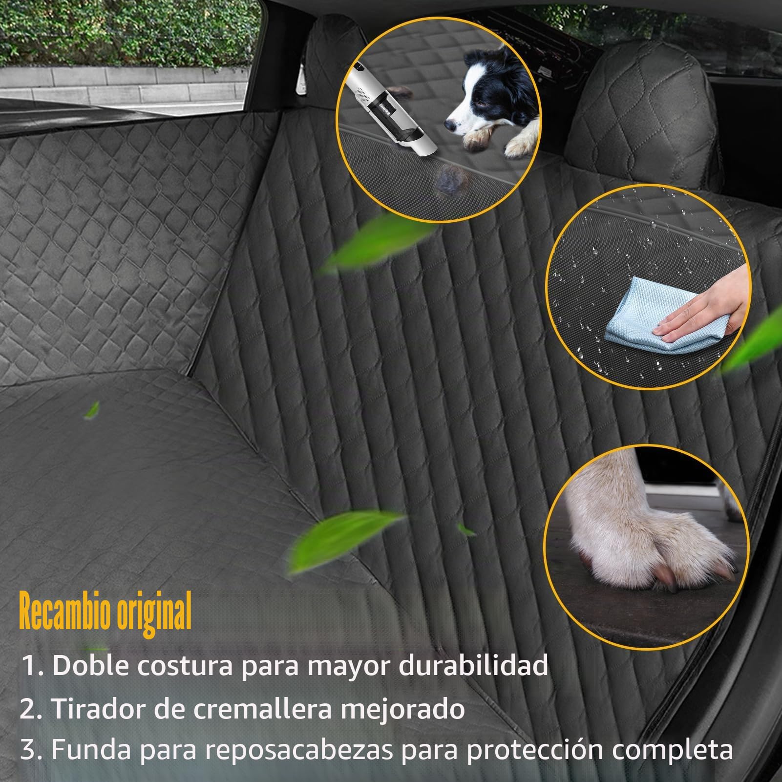 TTCR-II Compatible con Tesla Model 3 Y S Funda de Asiento Coche Mascotas 2018-2023 Funda de Asiento Impermeable para Perros Model 3 Y Funda de Asiento Trasero para Mascotas Ventana de Malla Visible