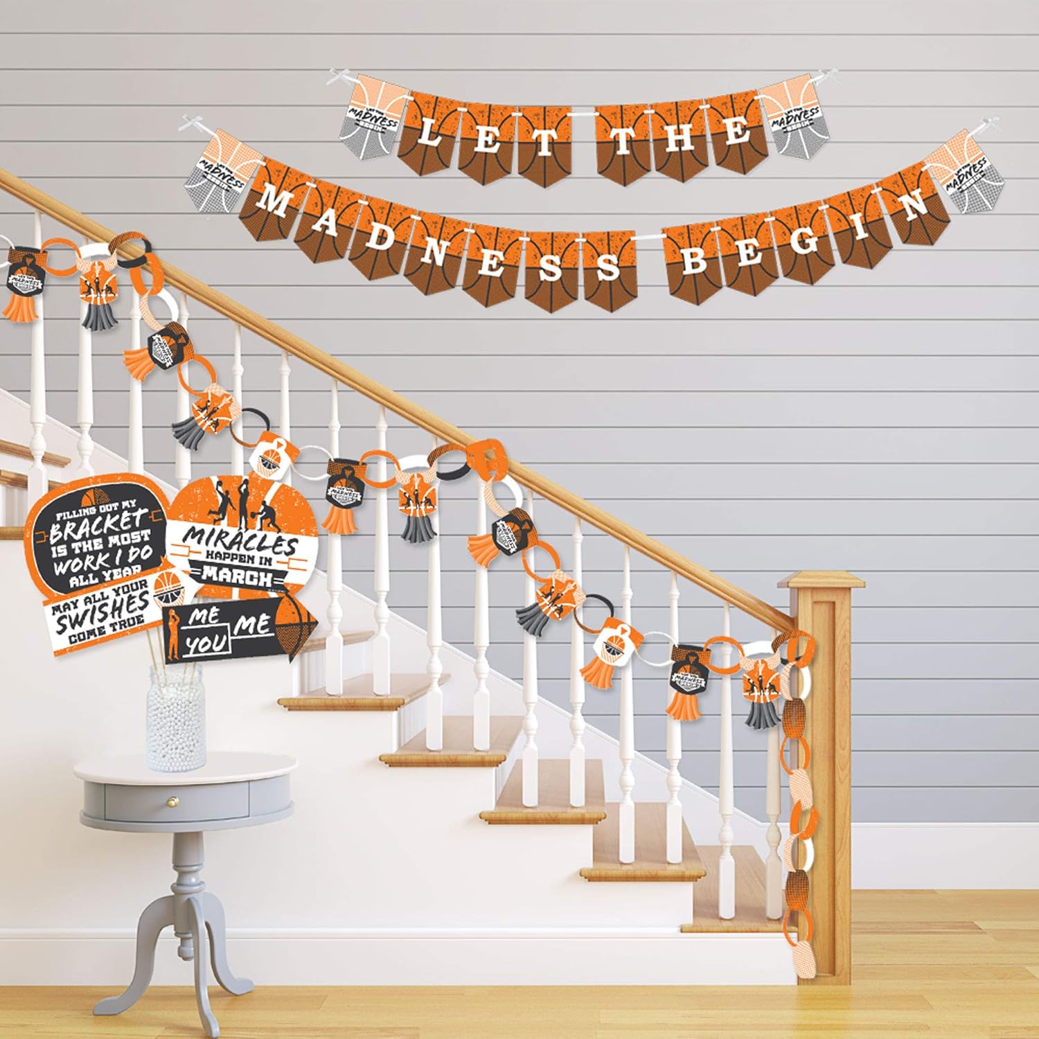 Big Dot of Happiness Basketball - Let the Madness Begin - Banner and Photo Booth Decorations - College Basketball Party Supplies Kit - Doterrific Bundle