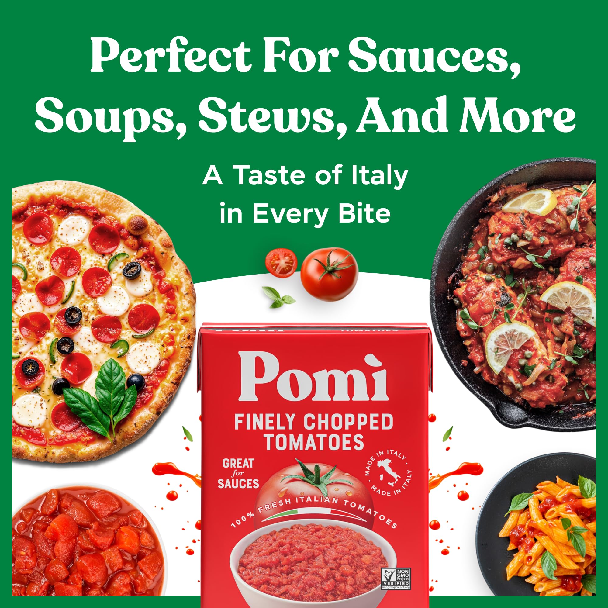 Pomì Finely Chopped Italian Tomatoes 26.46oz (Pack of 12) - 100% Fresh Flavor in BPA-Free Carton - Perfect for Sauces, Pasta, Pizza & More, Non-GMO, Gluten-Free, Clean Eating Canned Alternative