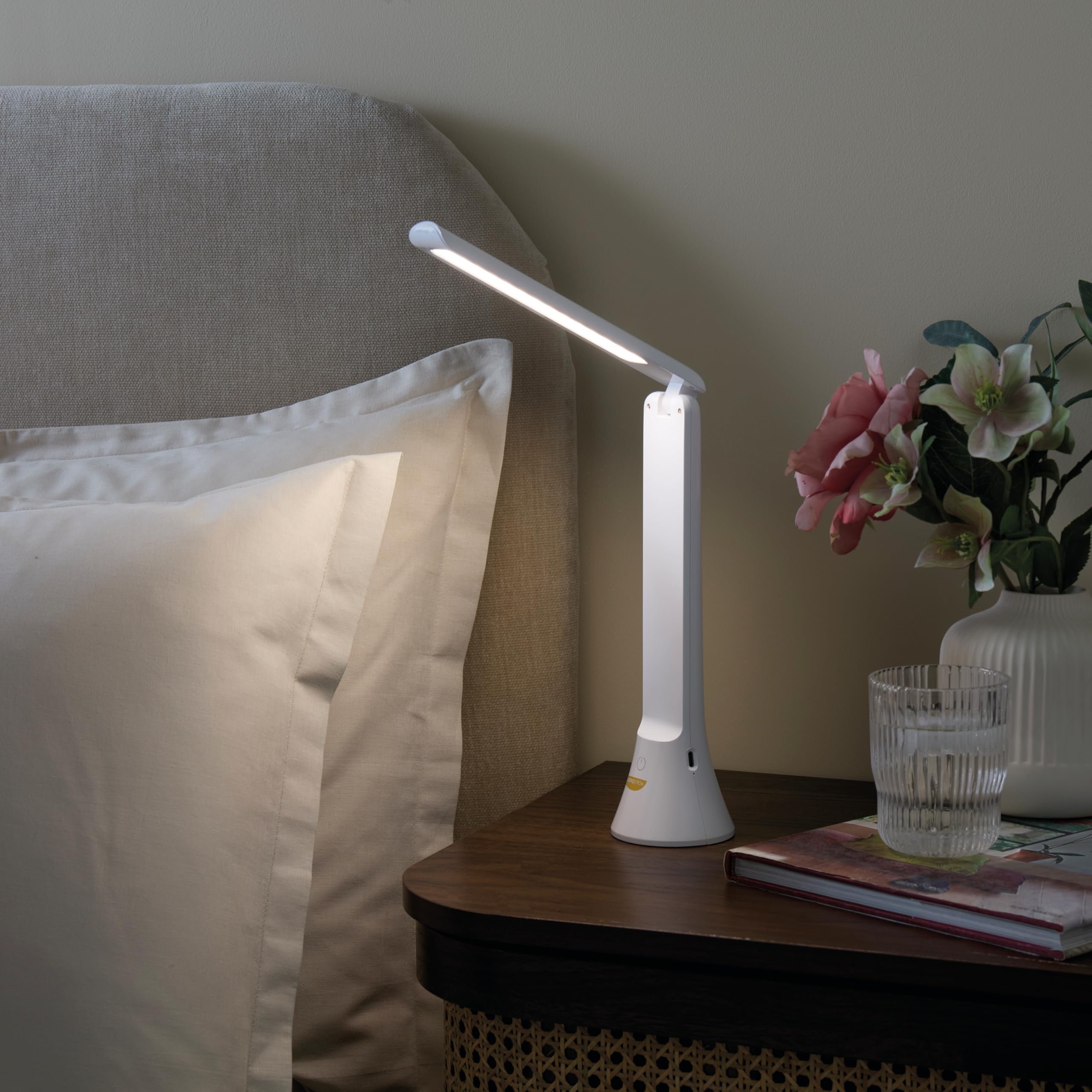 Coopers of Stortford - Grab and Go Table Light - USB Rechargeable Desk and Bedside Lamp with Adjustable Head, Converts to Handheld Torch, 3 Light Modes