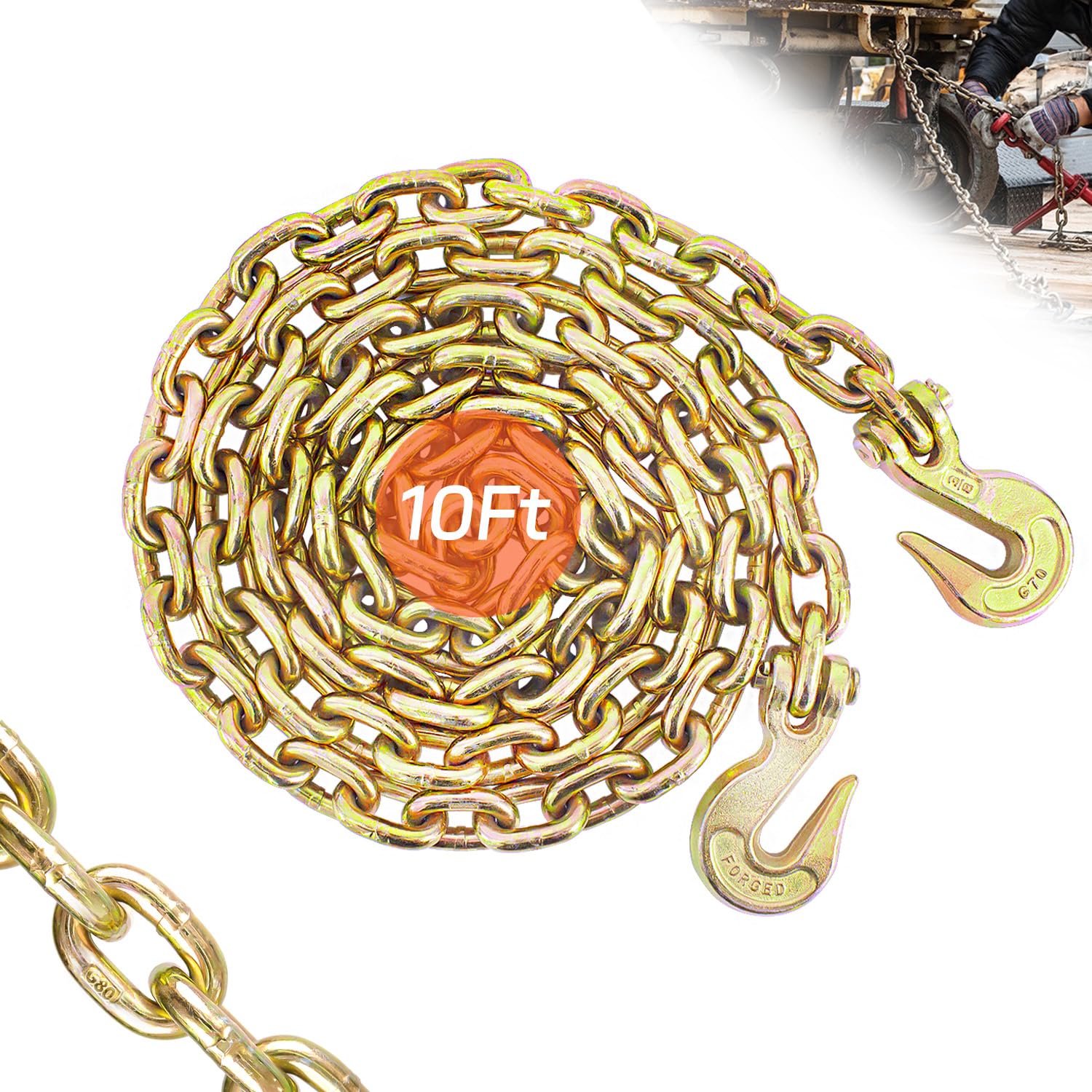 Heavy Duty Transport Binder Chain - 10ft, 7100lbs WLL -1