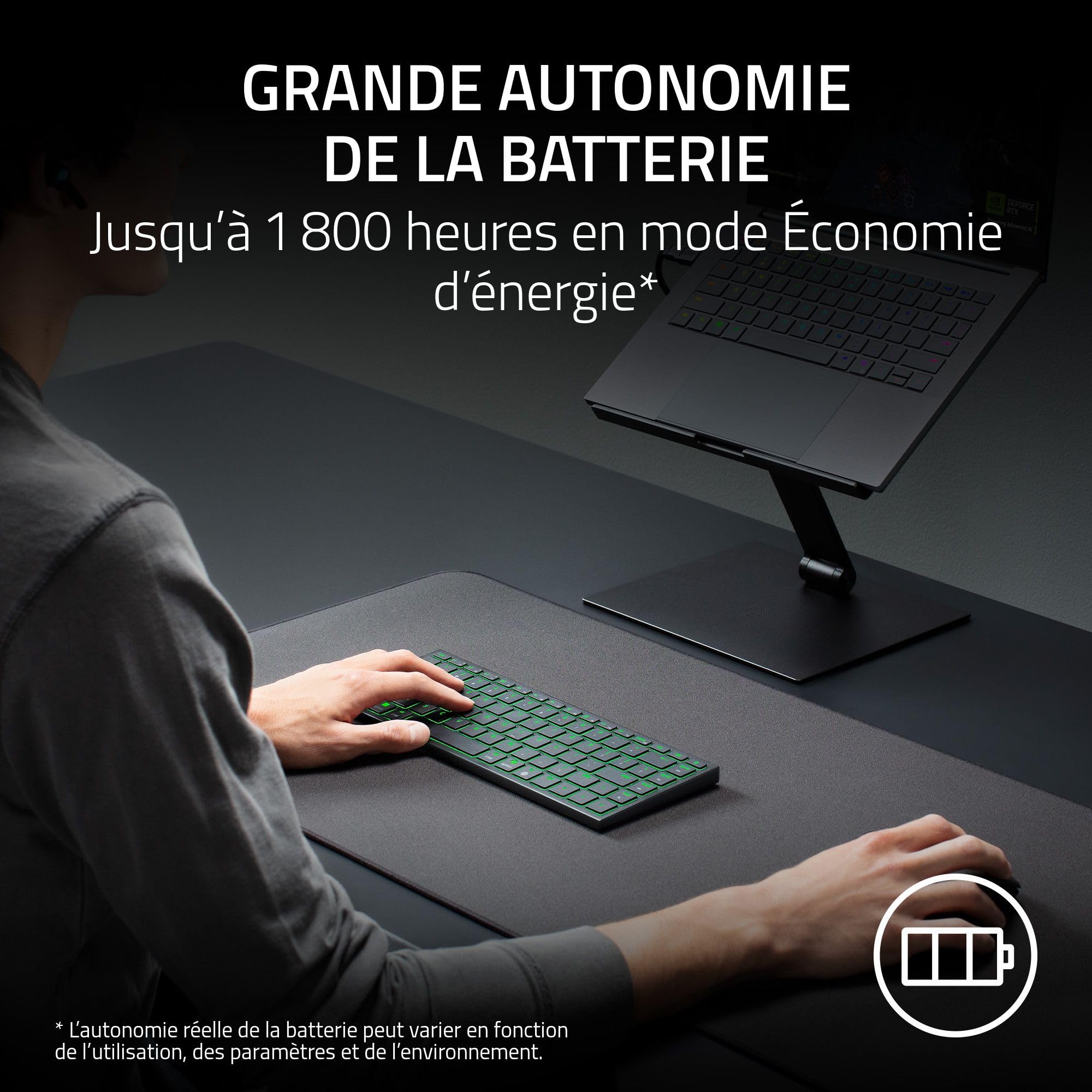 Razer Joro Portable Keyboard - Clavier sans Fil Rétroéclairé Compact - Bluetooth - WiFi - Low Profile - USB-C - Compatible Apple macOS & iOS - PC Windows - Clavier Francais AZERTY | Noir