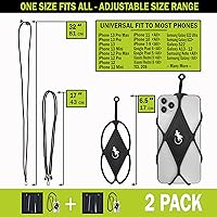 Vista 4 de Gecko Travel Tech Cordones de teléfono con cordón para teléfono celular para alrededor del cuello del cuello Lanyard Phone Crossbody