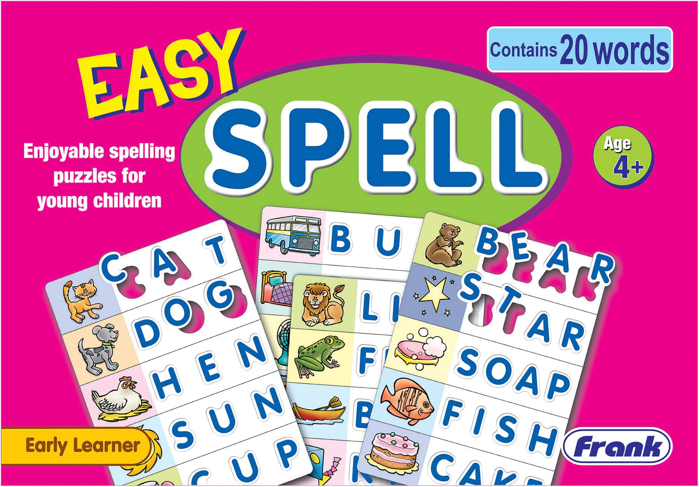 Frank Easy Spell – Early Learning Puzzles for Kids for Age 4, 5, 6, 7 | Fun & Challenging Educational Toys | Brain Booster Spelling Puzzle Games for Focus & Memory | Gifts for Kids - Contains 20 Words