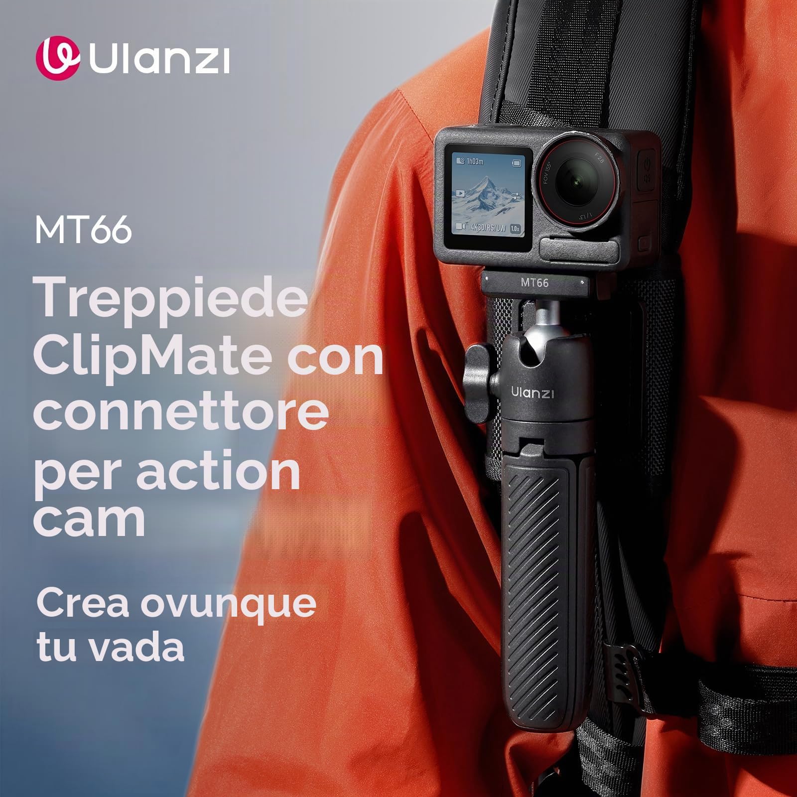 ULANZI MT66 Mini treppiede fotocamera con velcro e sgancio rapido, Treppiede portatile con adattatore a sgancio rapido per action cam, Treppiede da viaggio per Action 5 Pro/4/3, DJI OSMO 360