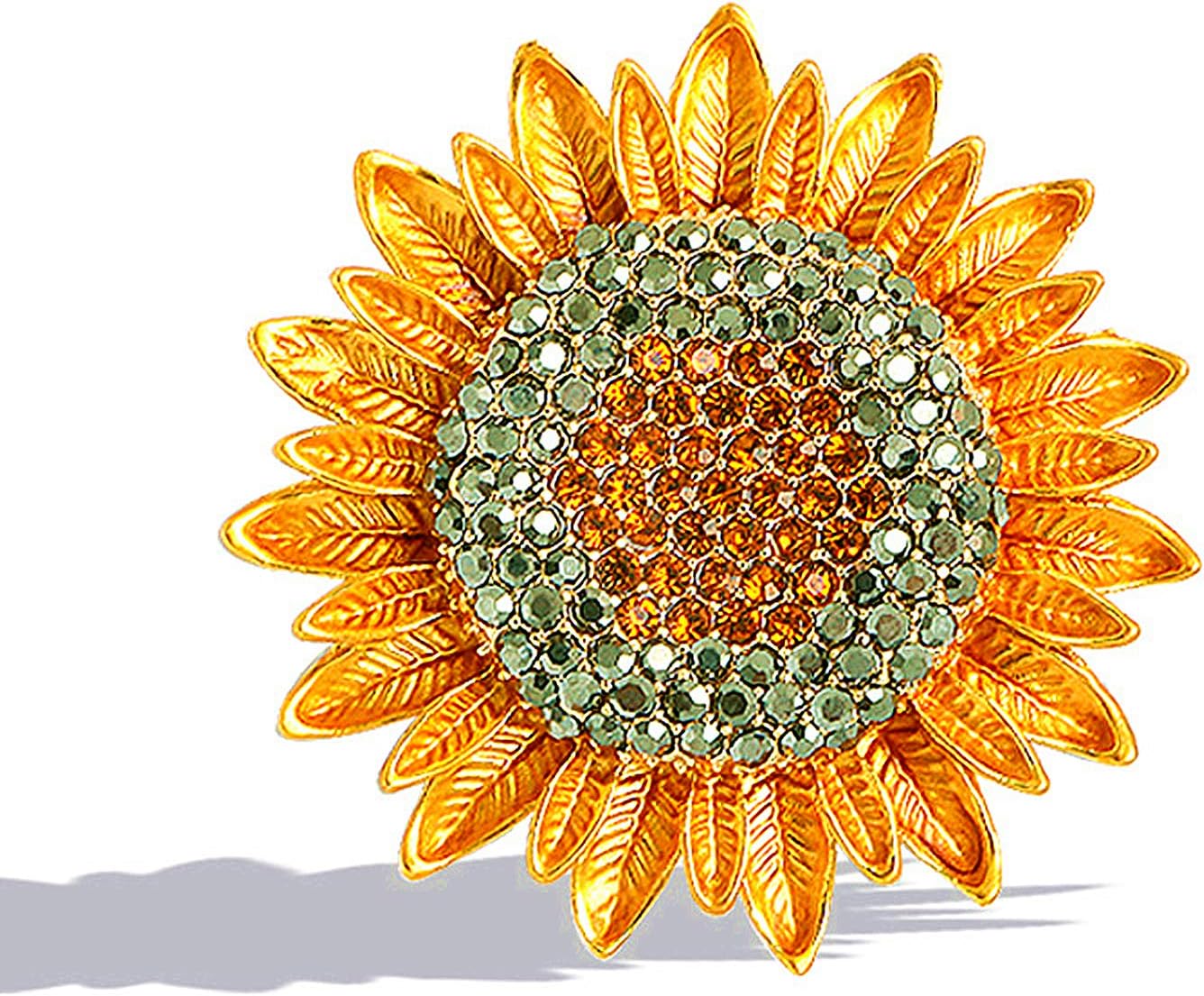 HAFILOSunflower brooch pins for women color crystal rhinestones retro handmade elegant sun flower brooches pins