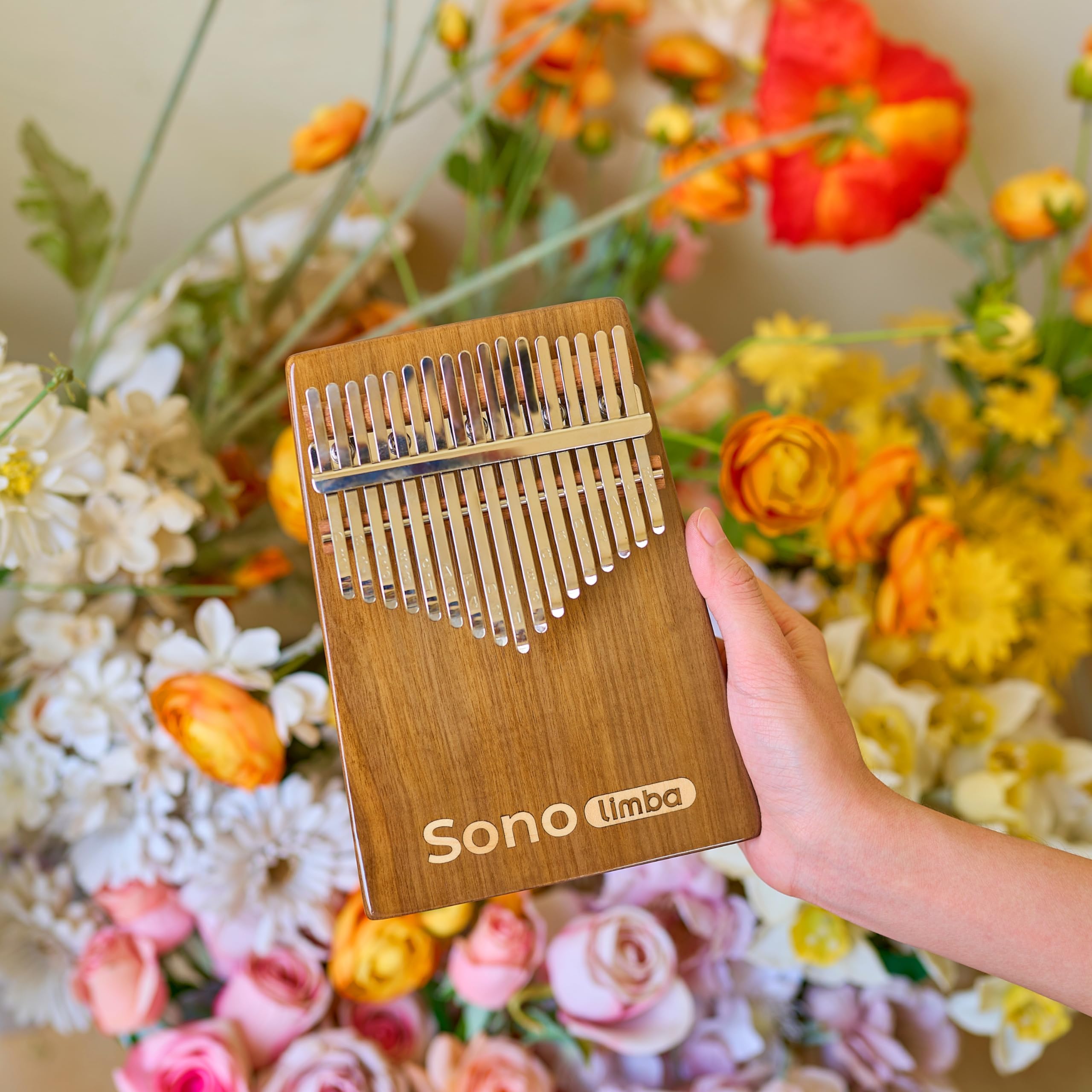 Kalimba avec 17 clés - Piano à pouces en bois de noyer de haute qualité. Piano portable avec pochette et livre de chansons. Instrument de musique. Percussion à main pour enfant ou adulte