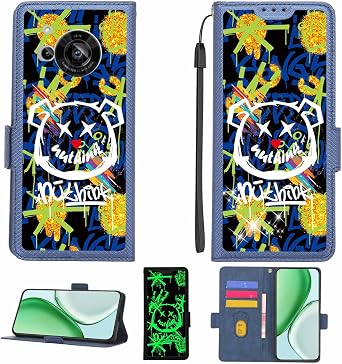 Aroepurt Case Compatible for Sharp Aquos R7 Phone Case Flip Cover [with Tempered Glass Screen Protector][RFID Blocking][Gold Glitter+Luminous] LPT-TYX