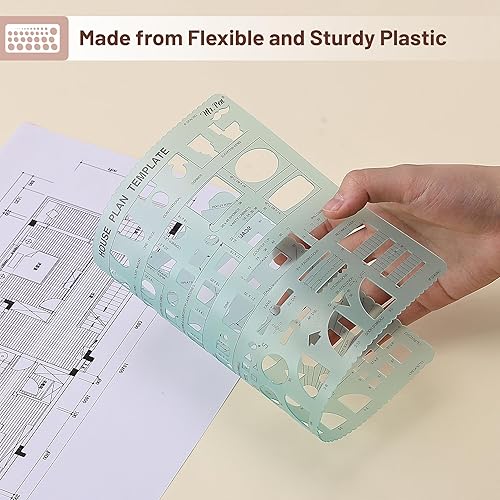 Miniatura 6 de Mr. Pen - Plan de casa, paquete de 3, verde, plantillas de diseño de interiores y muebles, herramientas de dibujo y formas de reglas para