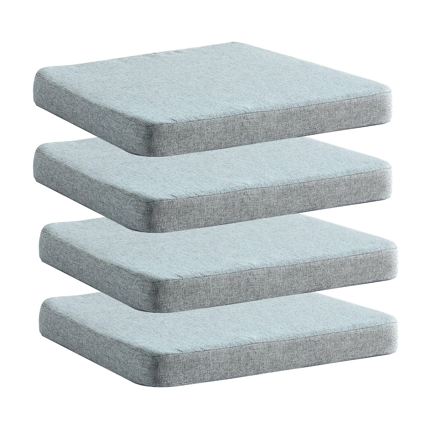 Chair Cushion for Dining Chairs with Ties 6 Pack Non Slip Memory Foam Kitchen Room Chair Pads for Outdoor Patio Furniture17x16 Inch, Light Gray