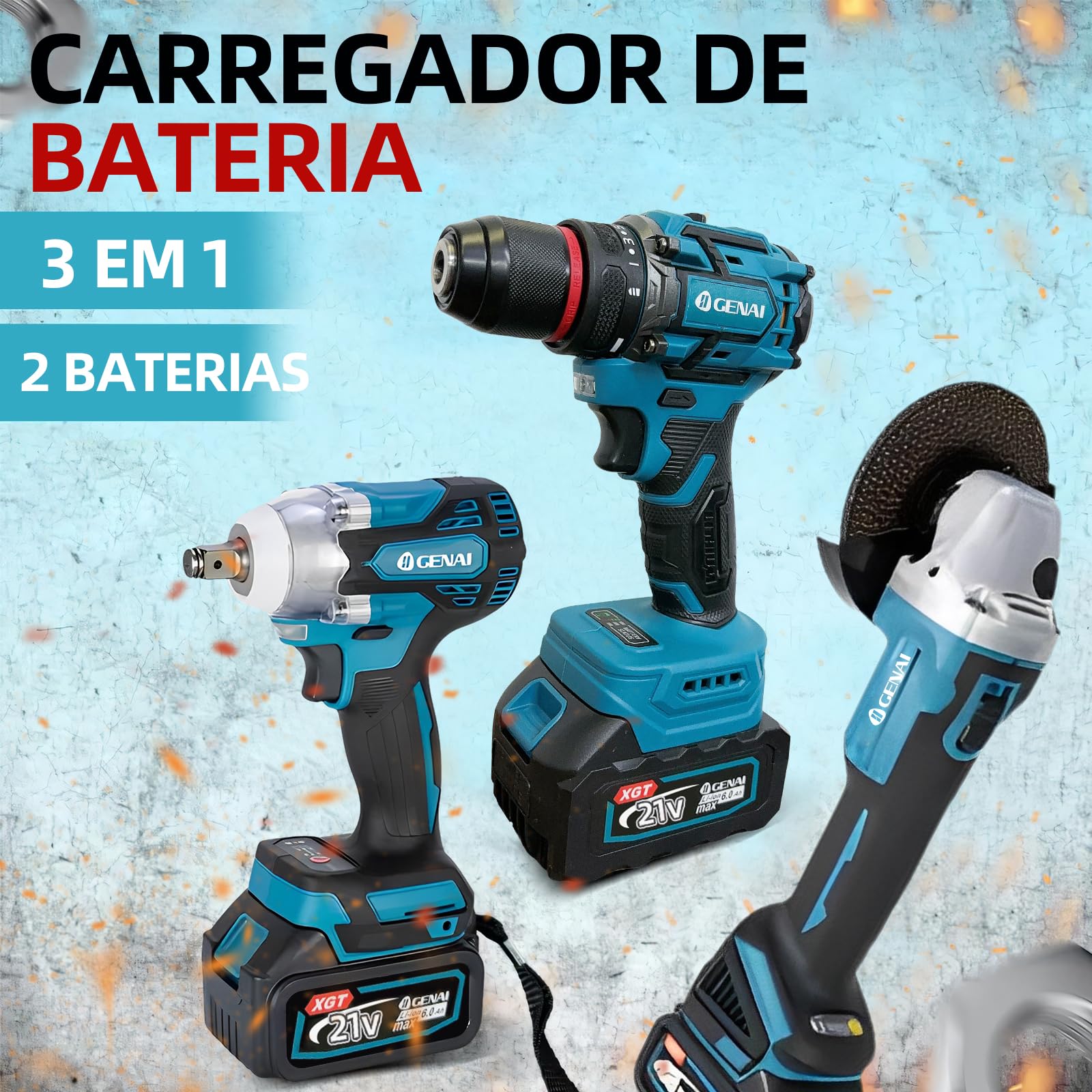 Brushless Parafusadeira Furadeira e Parafusadeira Chave de Impacto