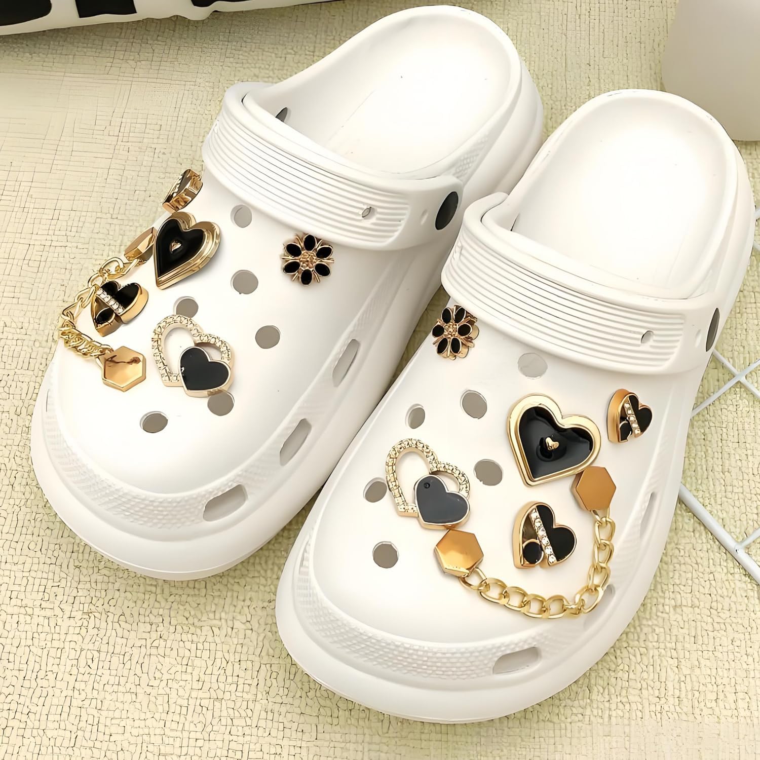 Bling Rhinestone Shoe Decorations Charms for Clog Accessories Bow Shoe Clips Shoe Buckle Women Flower Love Butterfly Flower Clog Shoes 18 Pcs image 3
