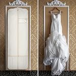 Beige Wedding Dress Garment Bag 72" for Gowns Long with Accessories Pockets Bridal Garment Cover with Adjustable Handles for Wedding Dress, Prom Evening Gown