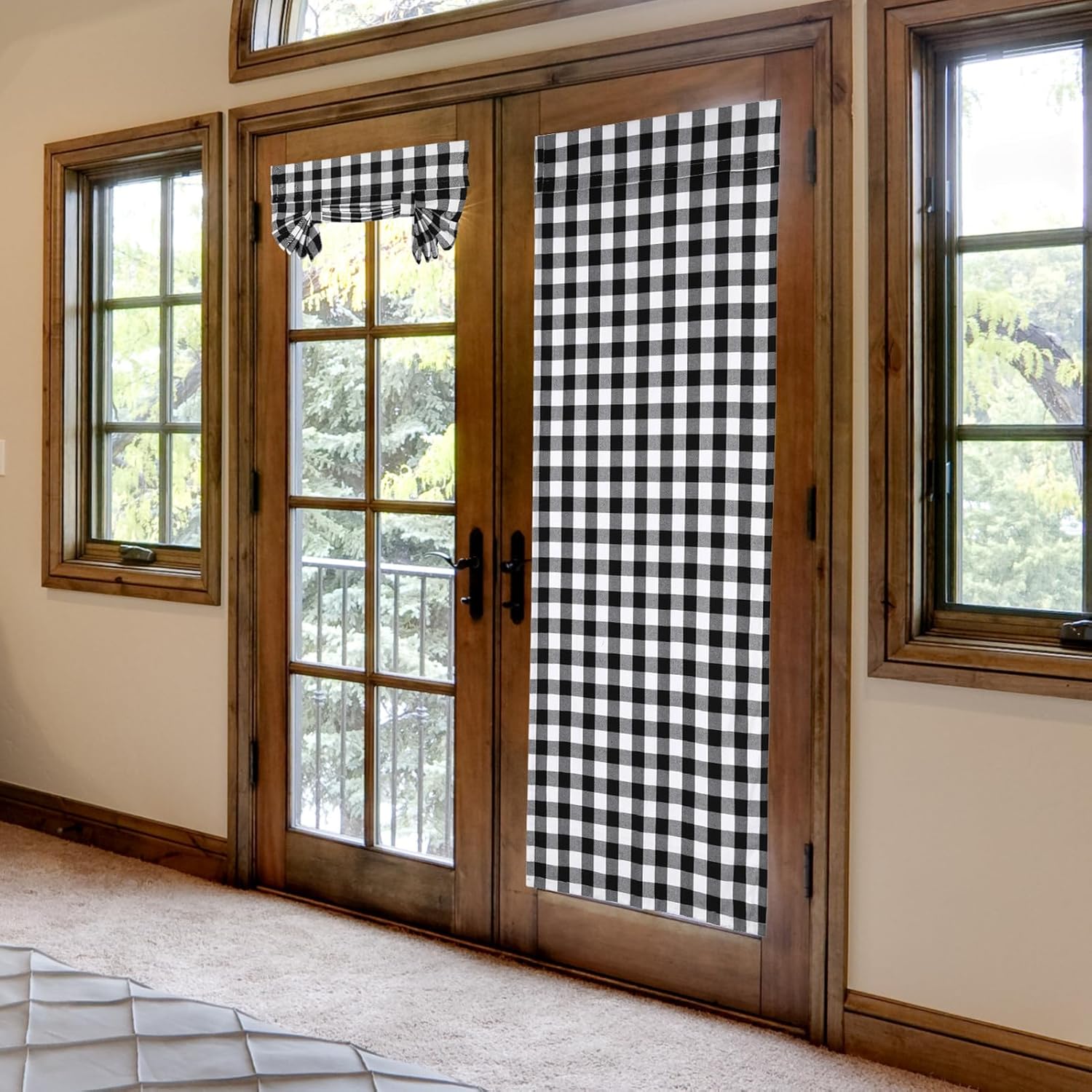 Buffalo Check Curtains for French Doors Privacy French