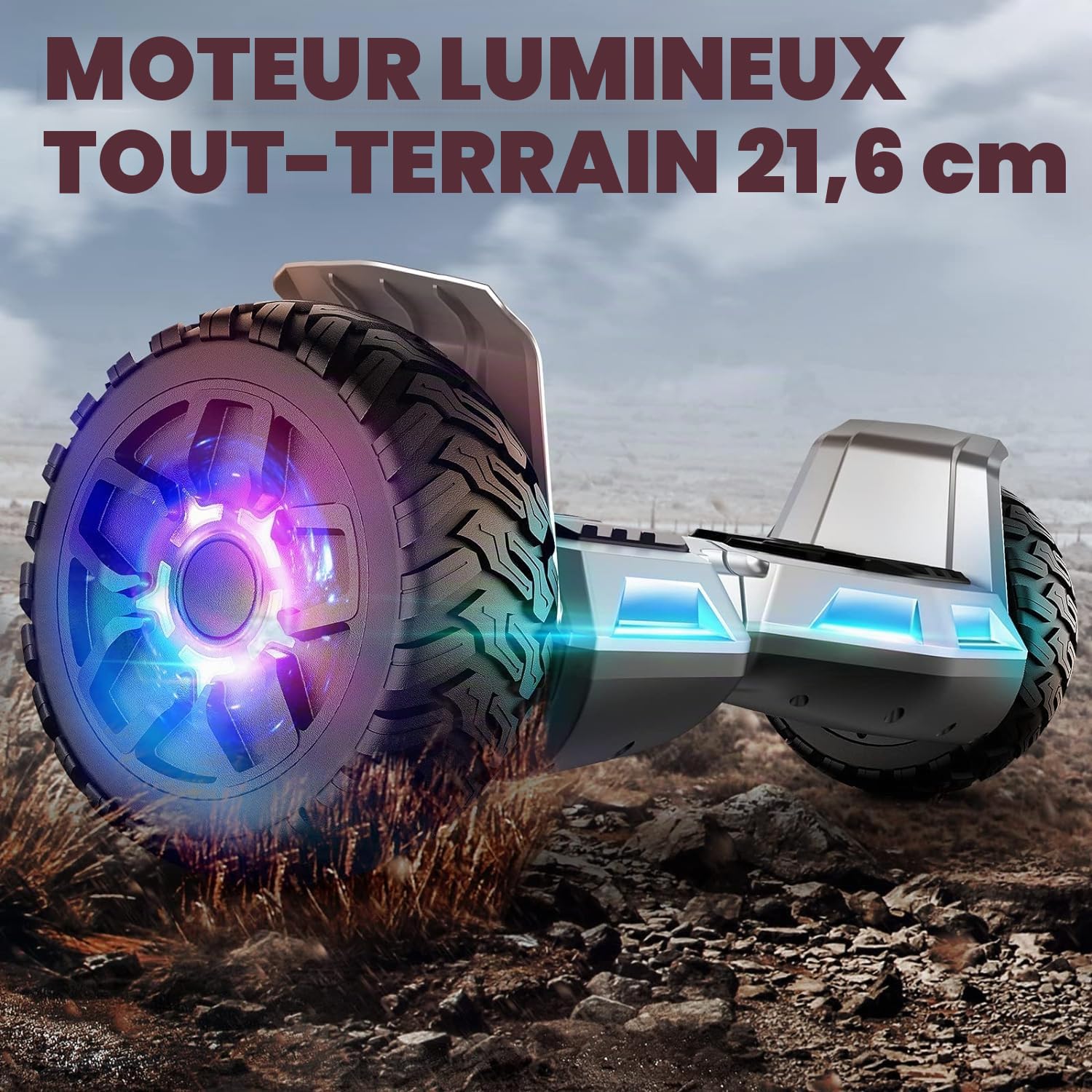 8.5 Pouces All Terrain Off Road Hoverboard with Bluetooth Speakers and LED Lights, UL2272 Certified Self Balancing Scooter