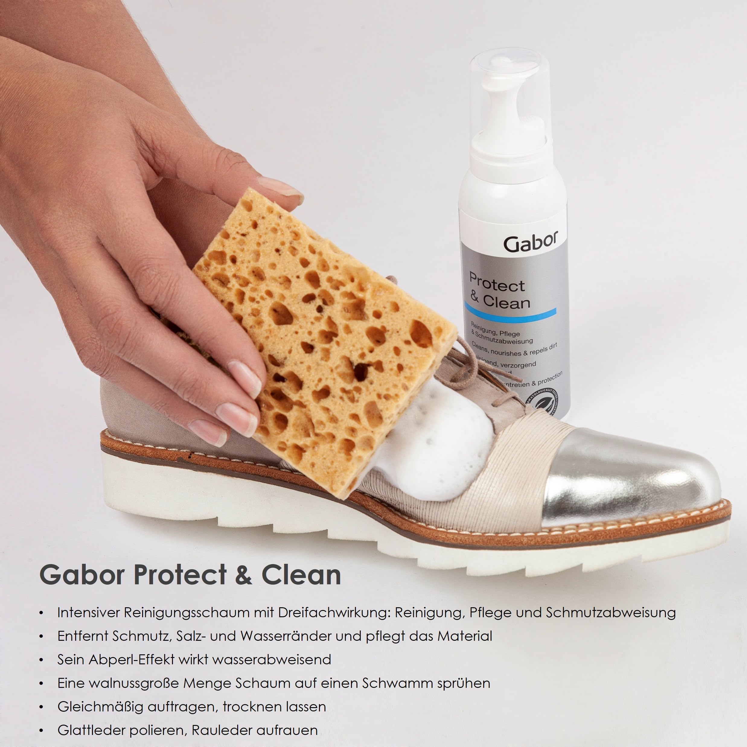 Gabor Premium Schuhputzset Schuhpflegeset zur professionellen Reinigung und Pflege von Schuhen, für alle Materialien, Schmutzentferner, Farbauffrischung, Imprägnierung, Geschenk für Schuhliebhaber