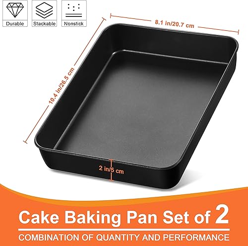 Miniatura 2 de Herogo Juego de 2 moldes para hornear profundos, antiadherentes de 8 x 10.5 pulgadas para horno, moldes rectangulares de acero inoxidable para