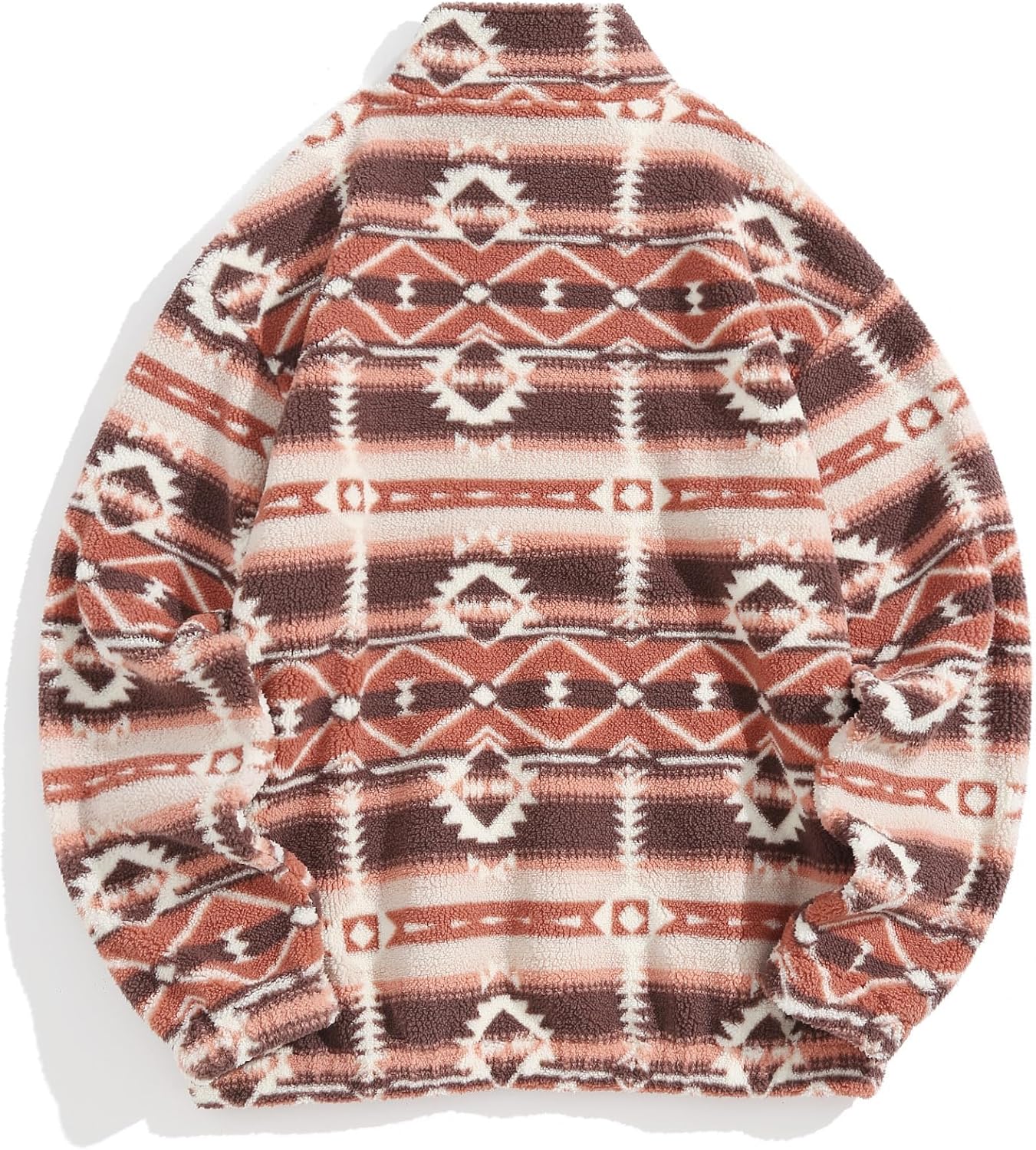 ZAFUL Men 1/4 Zipper Sweatshirt Ethnic Aztec Printed Kangaroo Pocket Fall Winter Pullovers Jacket Unisex Hoodie Tops (Pink Large) - Image 3