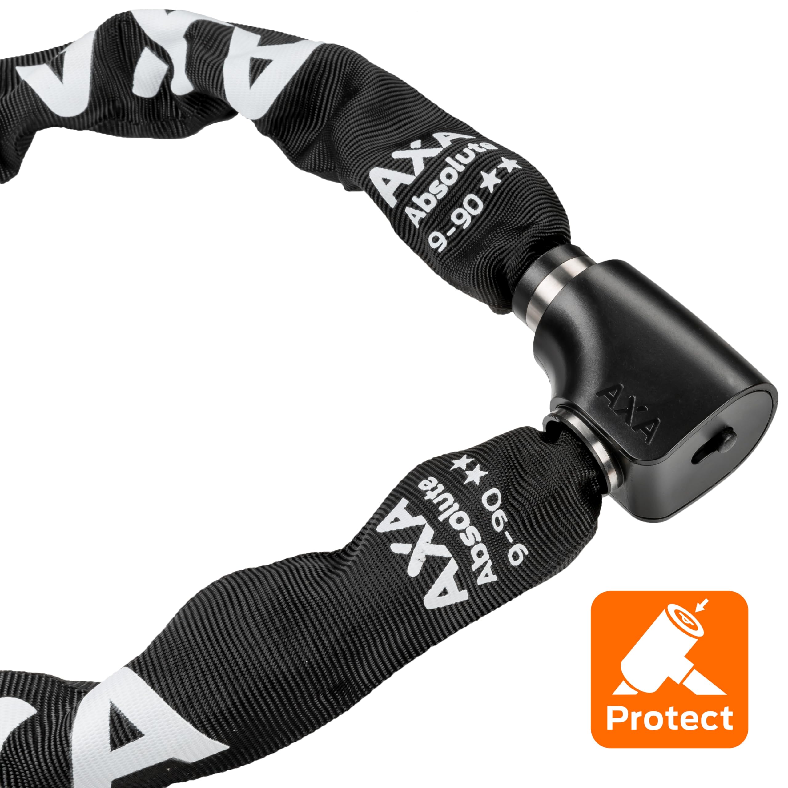 AXA Absolute 9-90 Kettenschloss – Länge 90 cm – Sicherheitsstufe 14 – Stahlglieder 9 mm – Hohe Sicherheit