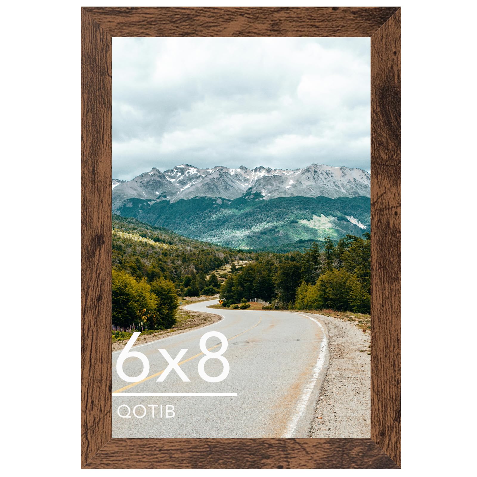 QOTIB 6x8 Picture Frame Deep Brown for Wall Hanging or Tabletop, Wood 6 x 8 Frame Photo Frame for Wall Horizontally or Vertically, Deep Brown, 1 Pack โ image 1