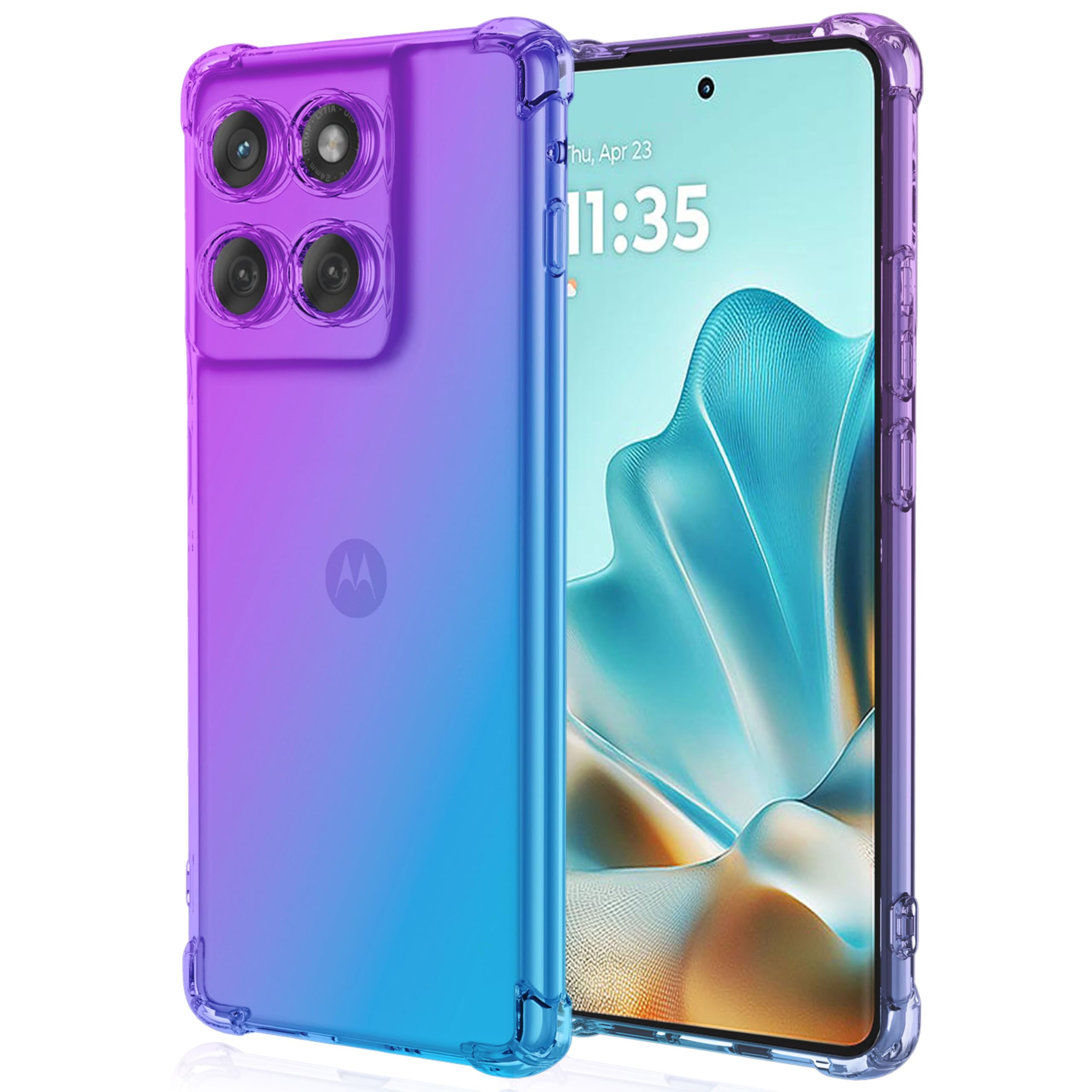 for Motorola Edge 2025 Case: Women Girls Reinforced Corners TPU Shock-Absorption Flexible Gradient Color for Moto Edge 2025 Phone Case Cover(Purple