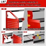 LBT Power Tool Organizer with Charging Station. Patented, Drill Storage Rack Wall Mount, Heavy Duty Steel, 6 Drill Storage Shelf, 8 Hooks,2 Screw Boxes,6 Outlets Power Strip, Red