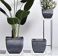 Vista 5 de Paquete de 4 platillos cuadrados para plantas de 18 pulgadas, platillo de plástico duradero, platillos resistentes para macetas, macetas