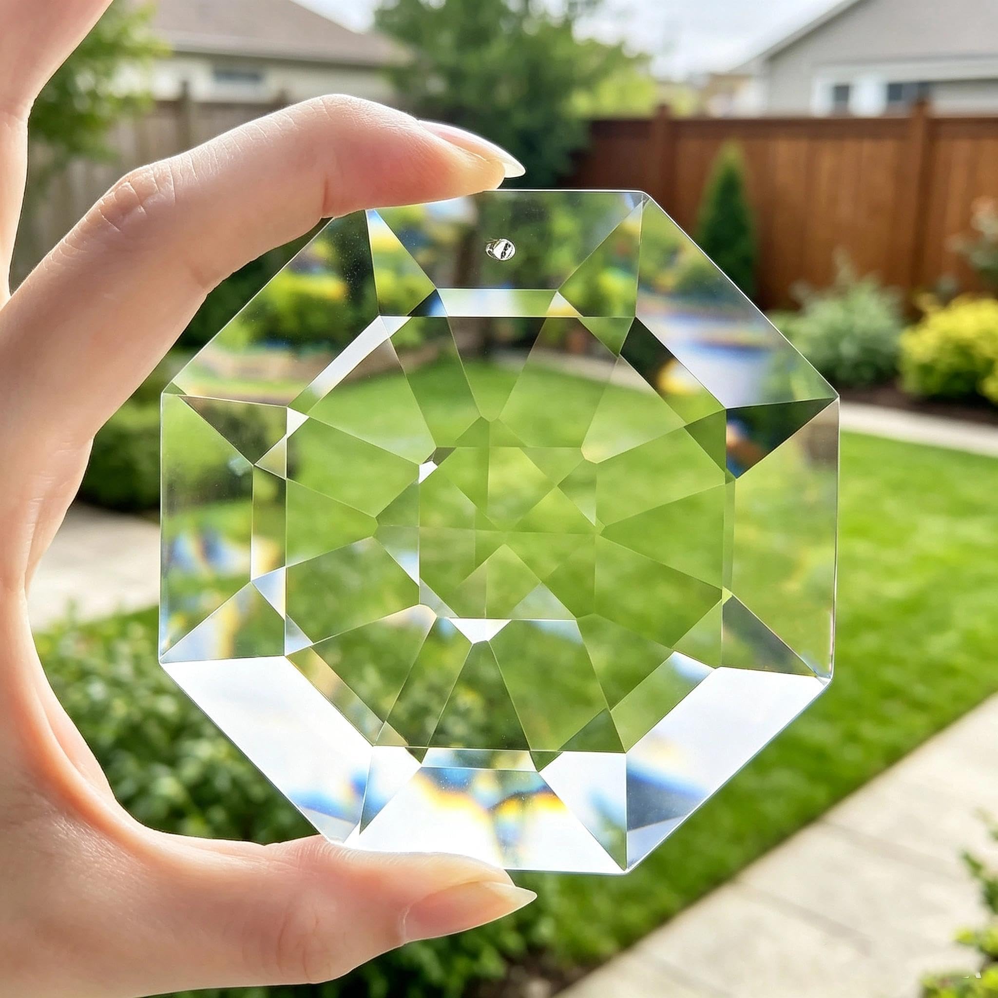 3'' Large Crystal Suncatcher Prisms for Window Hanging Clear Octagonal Bead