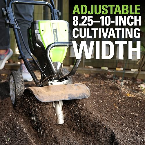 Miniatura 6 de Greenworks Pro TL80L00 cultivador inalámbrico de 80 V y 10 pulgadas, solo herramienta, TL80L00