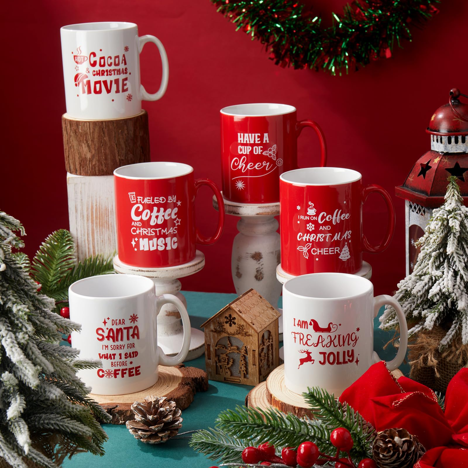 Maxcheck 6 tazas de Navidad reutilizables para Navidad, divertidas tazas de café de Navidad, para vacaciones, leche, cacao caliente, té, regalo de Navidad, decoración de bricolaje