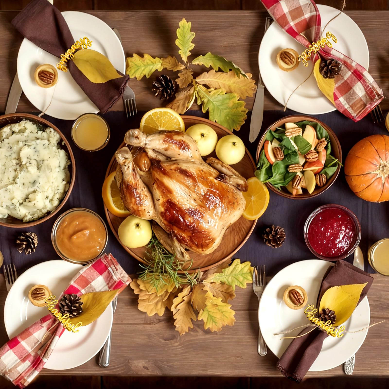 Roshtia Serviettenringe aus Legierung, für Thanksgiving, Hochzeit, Geburtstag, Esstisch, Dekoration, 12 Stück
