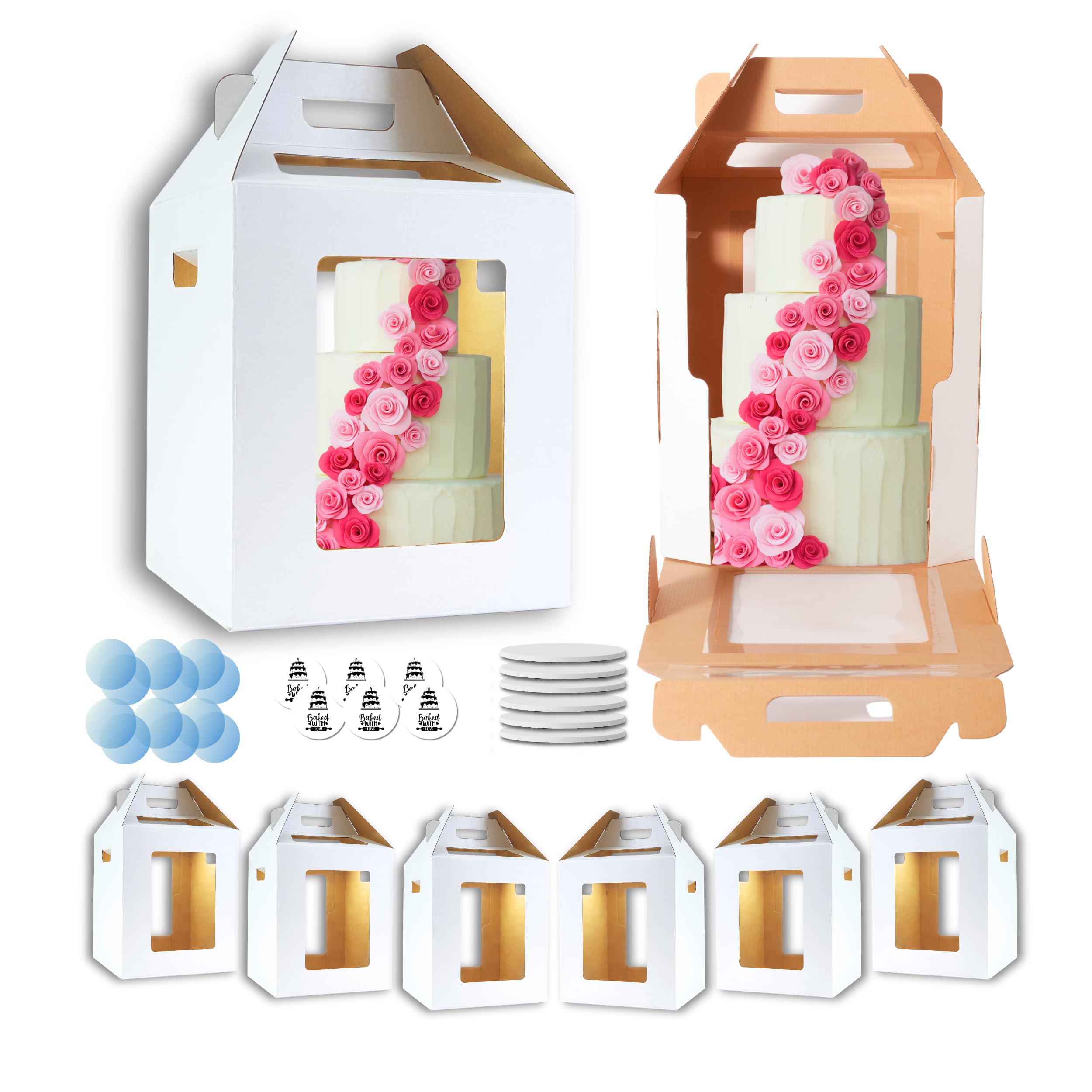 Amazon.com: BOOMBE Tall Cake Box Set - 6 Pack 12x12x14 With Cake