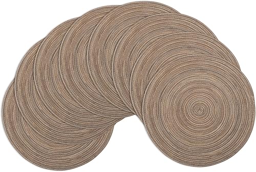 Miniatura 26 de Winknowl Juego de 6 manteles individuales redondos trenzados, lavables, resistentes al calor, para mesas de cocina, comedor, manteles individuales