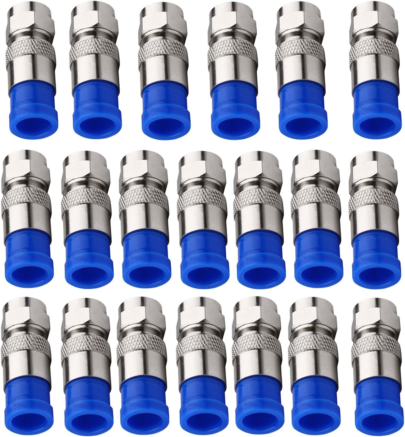 ESUMIC RG6 RG59 Coax Cable Compression Crimper Tool Kit,with 20 pcs Coaxial Compression Fitting Connector ,Compression Tool, Coax Cables Stripper for Cable TV Video Audio