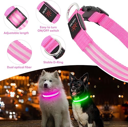 Miniatura 3 de Collares de perro con luz  Collares de perro recargables que brillan en la oscuridad, collar LED ajustable para perro, collar de mascota con luces