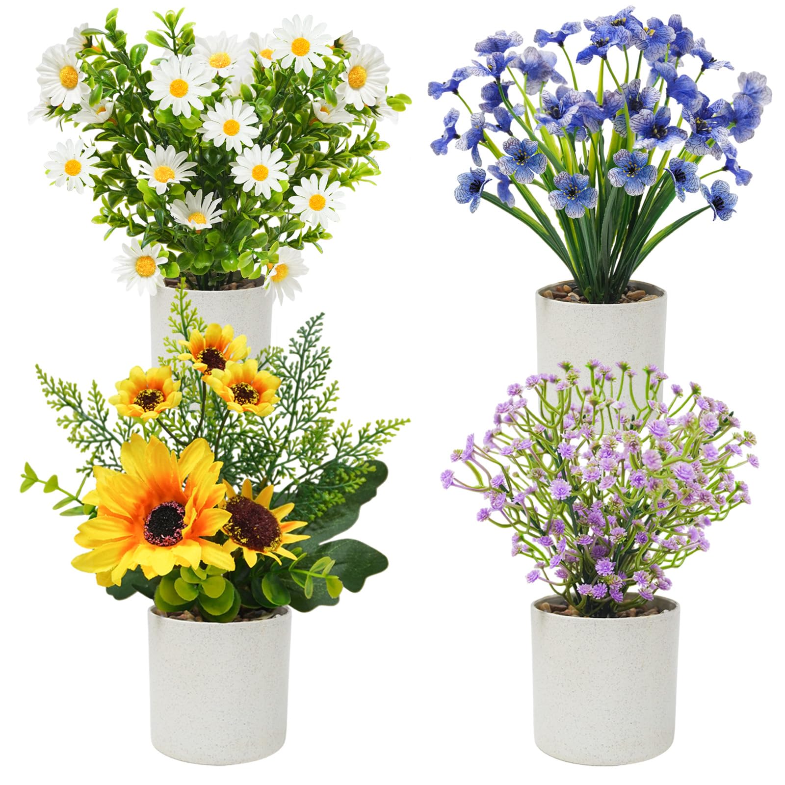 unlemoni 4-Pack Mini Faux Potted Flowers