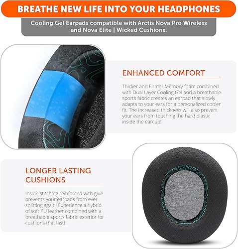 Miniatura 38 de WC Freeze Nova Pro Wireless - Almohadillas de gel refrescante para Arctis Nova Pro Wireless y Nova Elite (no se ajustan a otros modelos), por Wicked
