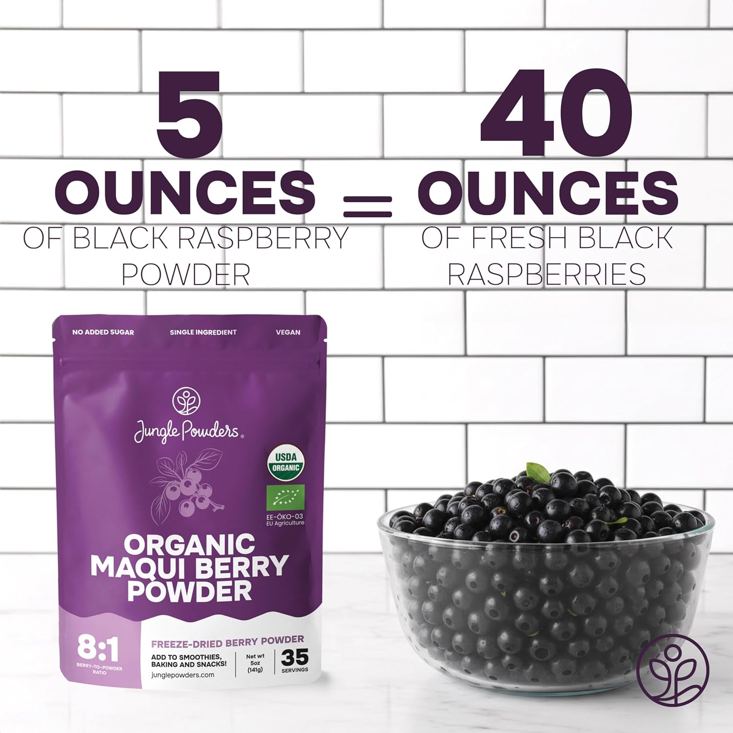 Jungle Powders Maqui Berry Powder Organic 5 Ounce Bag, Maqui Berry Extract from Whole Berries, Antioxidant-Rich Maqui Berries Powder for Smoothies, Superfood for Baking, Coloring and Immune Support - Image 6