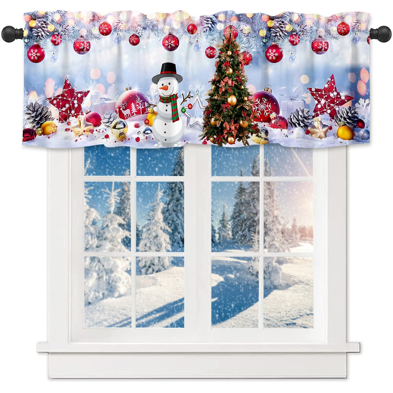 Nextchange Christmas Window Valances Snowflake Snowman with