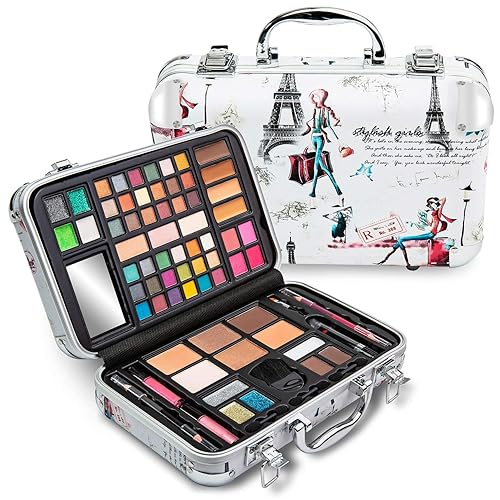 Vokai Kit de maquillaje de regalo 41 sombras de ojos 7 brillantina corporal 1 lápiz delineador de labios 1 lápiz labial 4 rubores lápiz delineador