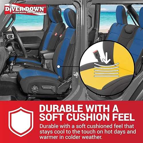 Miniatura 5 de Diver Down Juego de fundas de asiento de neopreno para Jeep JL de 4 puertas Wrangler 2018-2022, juego de asiento delantero y trasero, fundas de