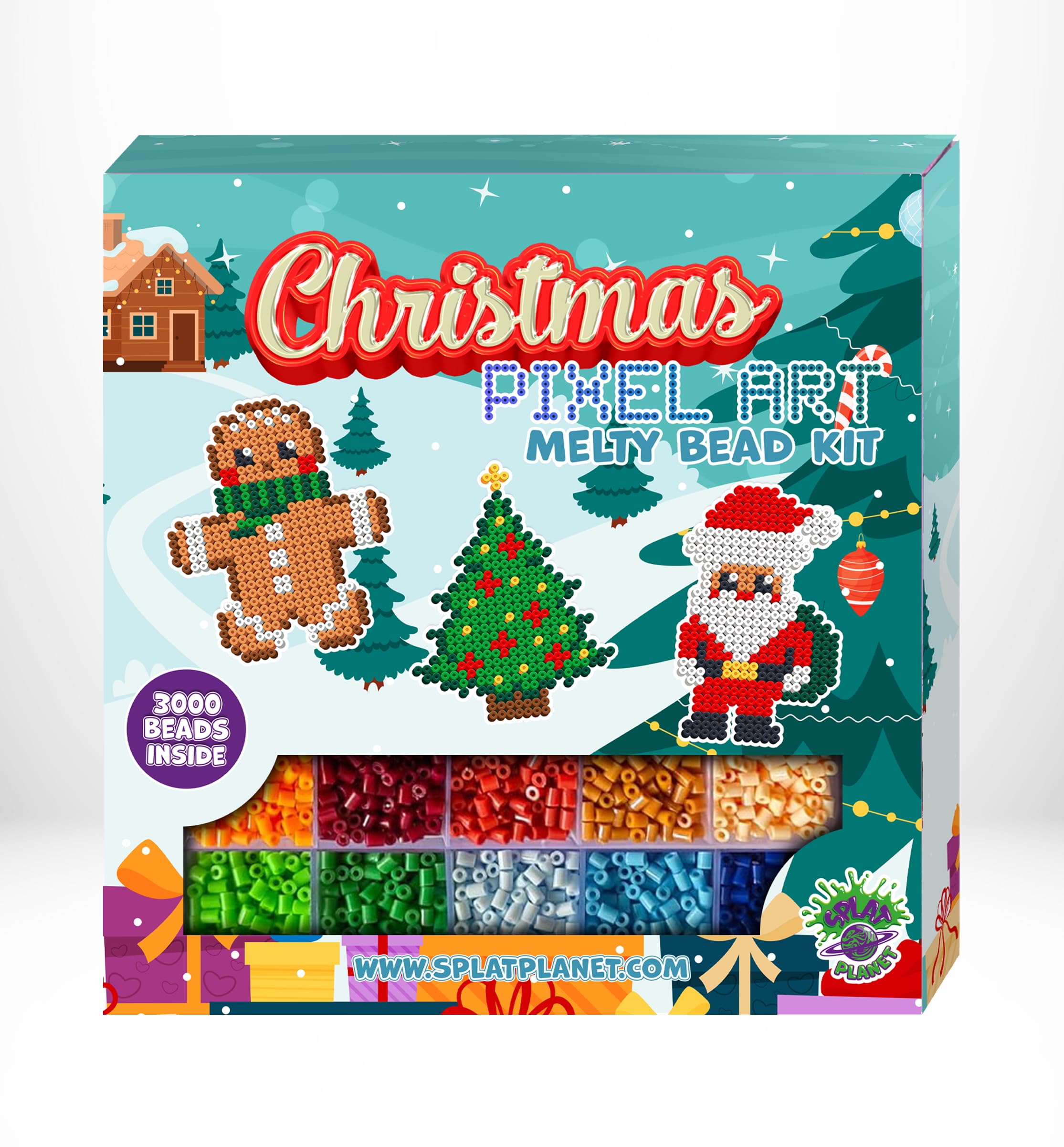 Splat Planet Christmas Pixel Art Melty Bead kit Fuse Beads for Kids Craft Art kit (Christmas)